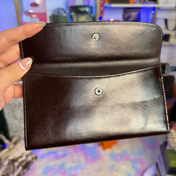 Unused Fendi Vintage Dark Brown Leather Large Bifold Wallet Unisex Men’s - Picture 12 of 15